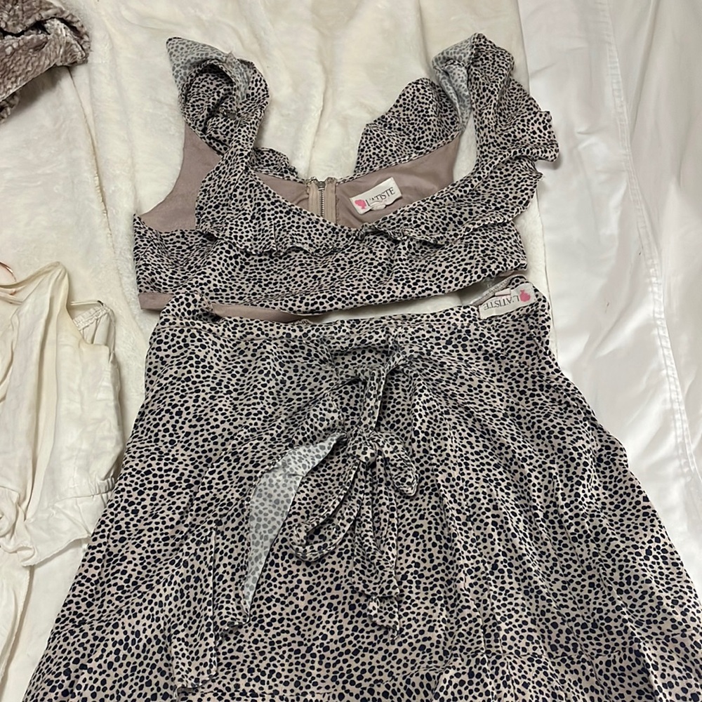 Boutique ruffle skirt and crop top set